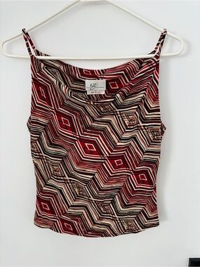 Byer California Red & Cream Geometric Spaghetti Strap Cami